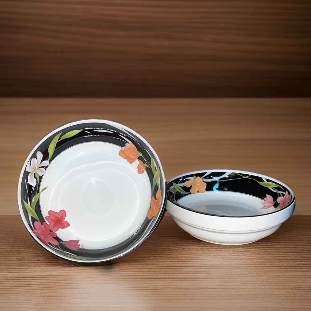 SANGO Sangostone 3665 MEMORIES Floral Soup/Cereal Bowls 6.5” Korea Set of 2