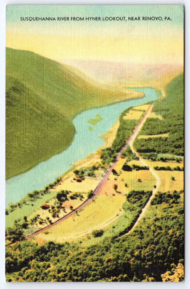 Vintage Postcard Renovo Pennsylvania USA Aerial Hyner Lookout Susquehanna River