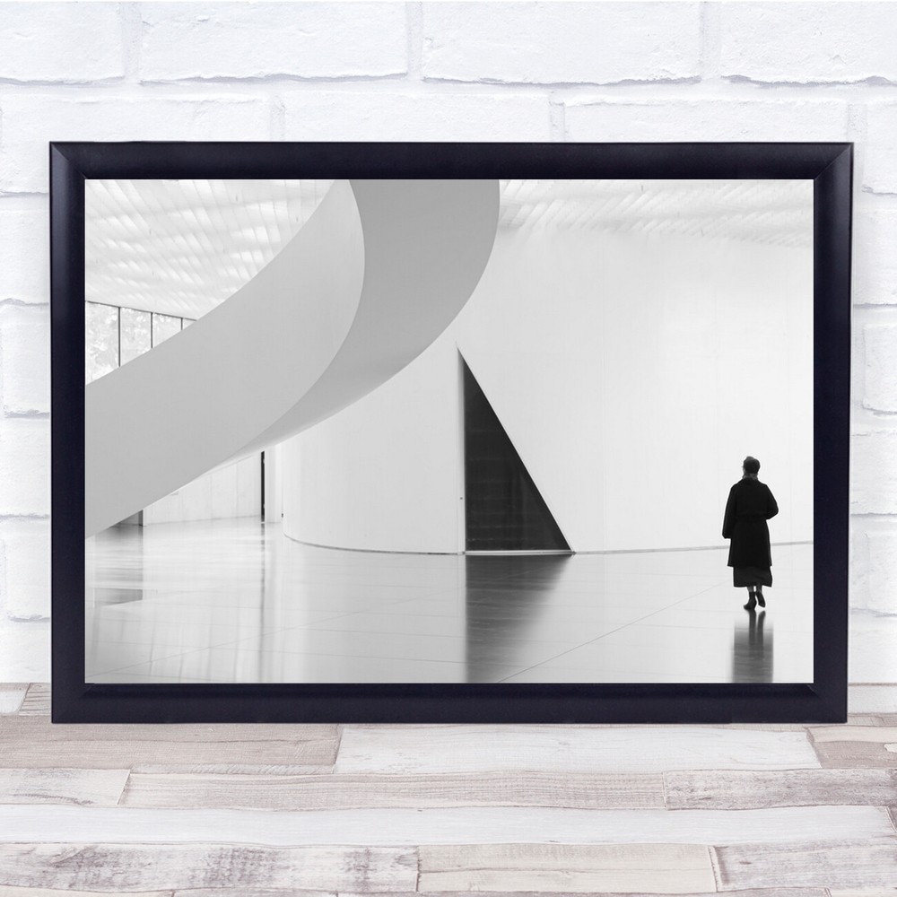 Street Woman High Key Black & White Black Triangle Wall Art Print