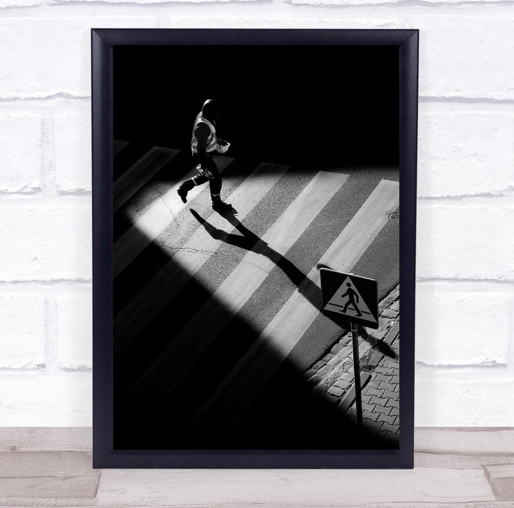 Zebra crossing working man street sign Wall Art Print