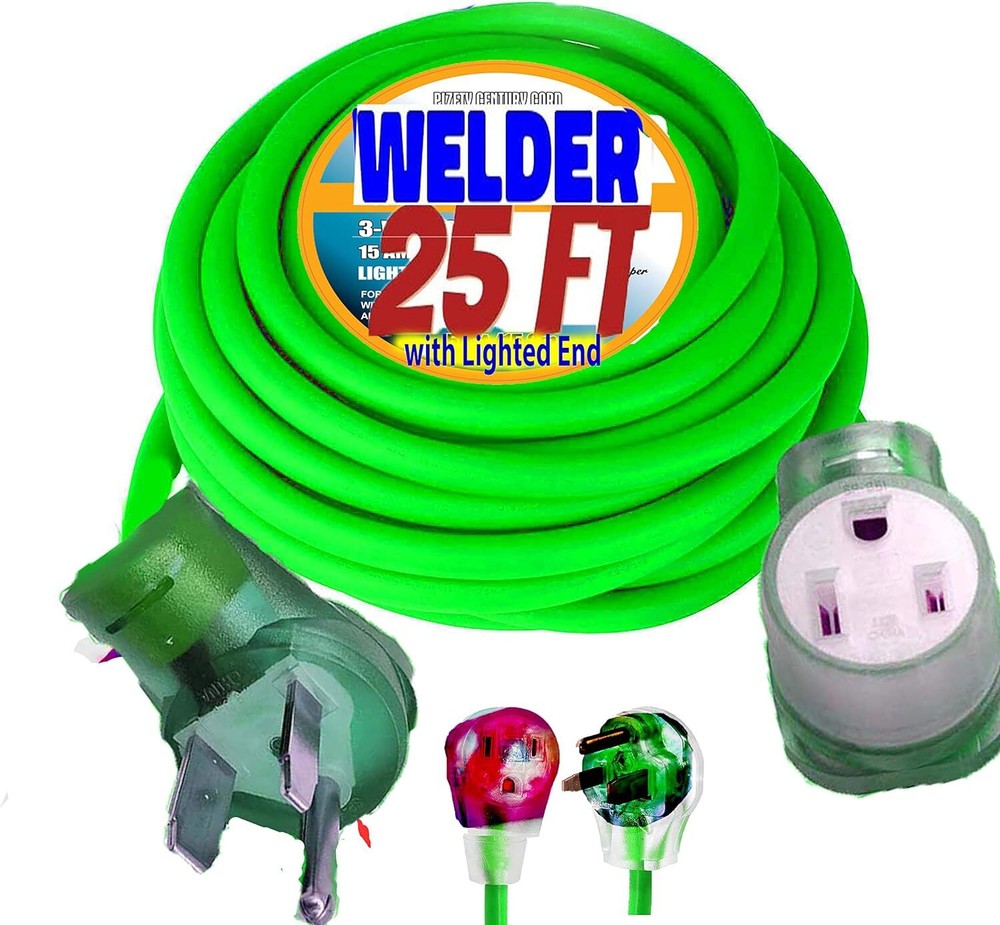 8/3 Welder Extension Cord 25 ft 10,000 Watts Nema 6-50 250-Volt green