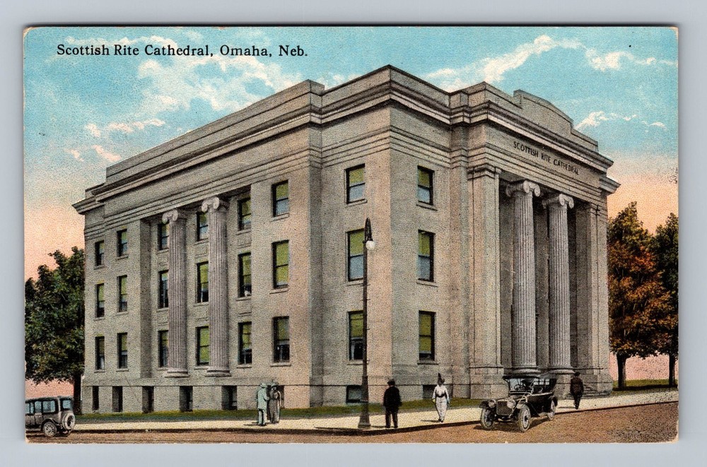 Omaha NE-Nebraska Scottish Rite Cathedral Vintage c1921 Postcard Standard Post