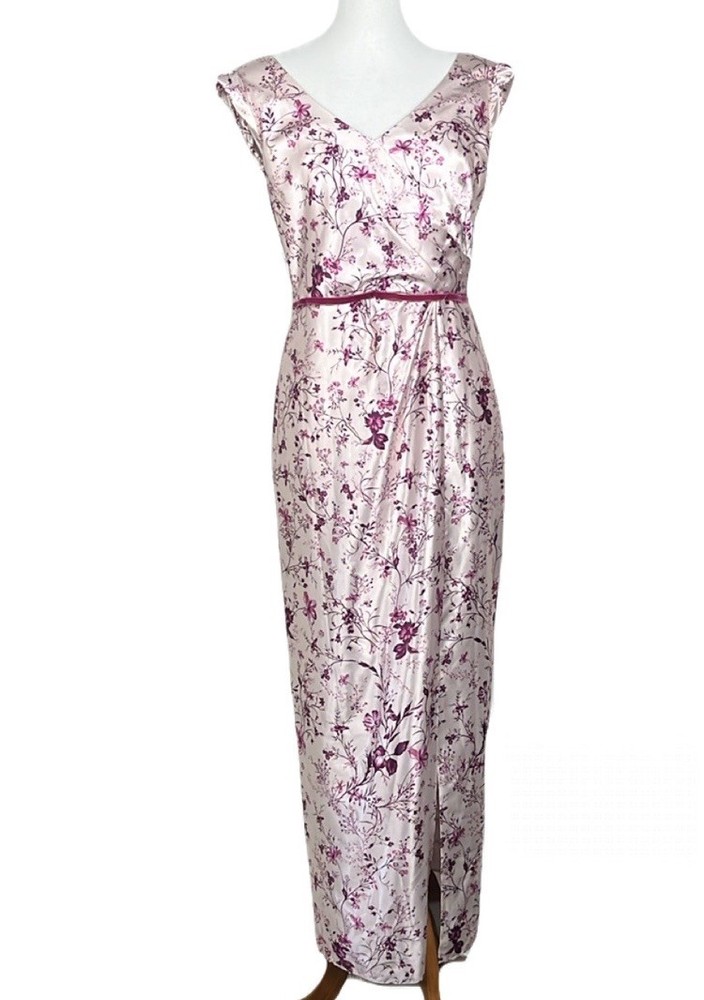 Marchesa Notte Floral Satin Gown Dress Size 4 Formal Cottage Regency FLAWS Read