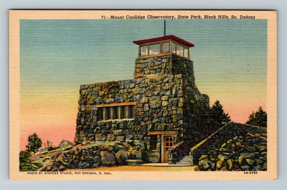 Black Hills SD-South Dakota, Mount Coolidge Observatory  Vintage Postcard