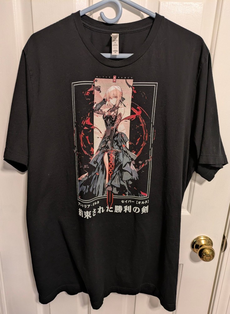 Fate/Stay Night Saber Alter Sword Of Promised Victory Black Men's T-shirt 3 XL