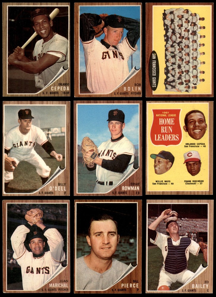 1962 Topps Giants Near Team Set N.L. Champs 3.5 - VG+ 7282666 (22 / 34 cards)