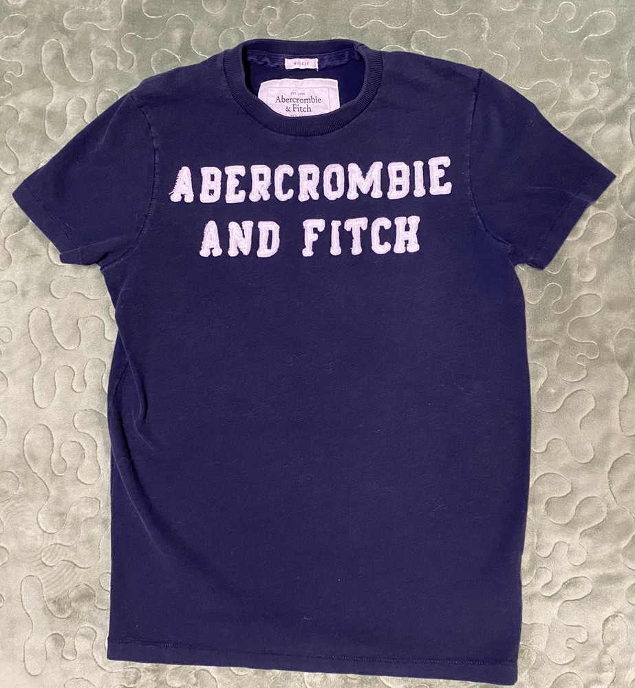 Vintage Abercrombie and Fitch Mens Small Muscle T-Shirt Dark Blue, Size S,