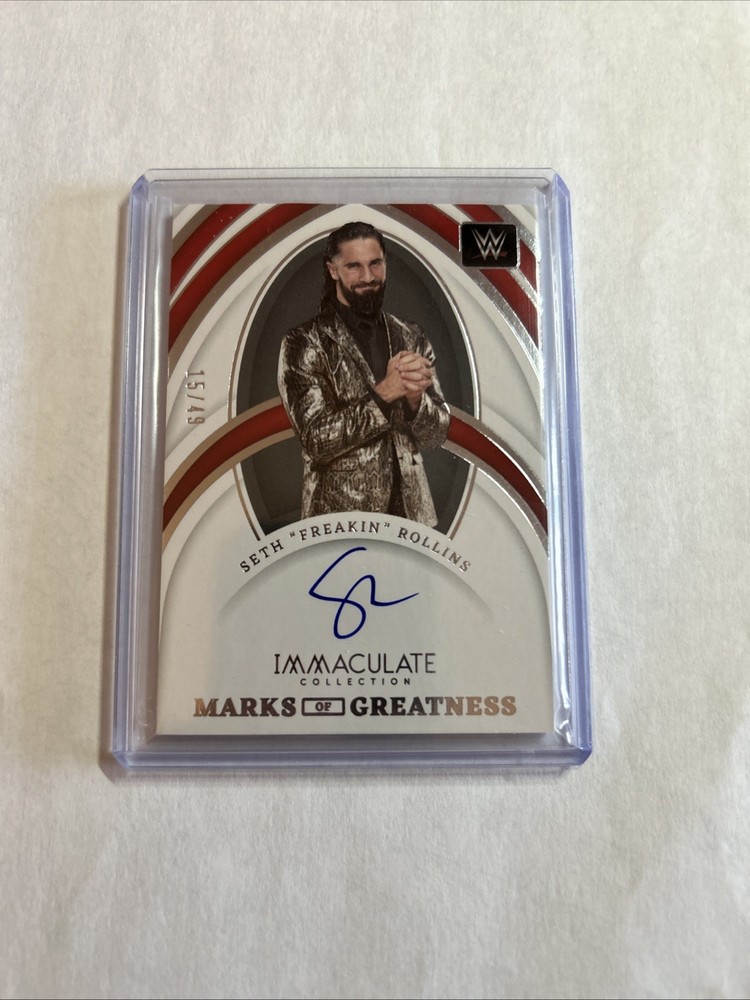 2022 Panini Immaculate WWE Marks Of Greatness Seth Rollins Gold Auto /49