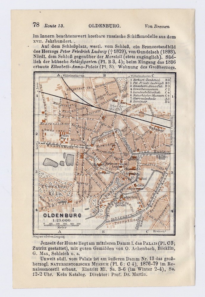 1911 Original Antique Map Of Oldenburg Lower Saxony / Germany