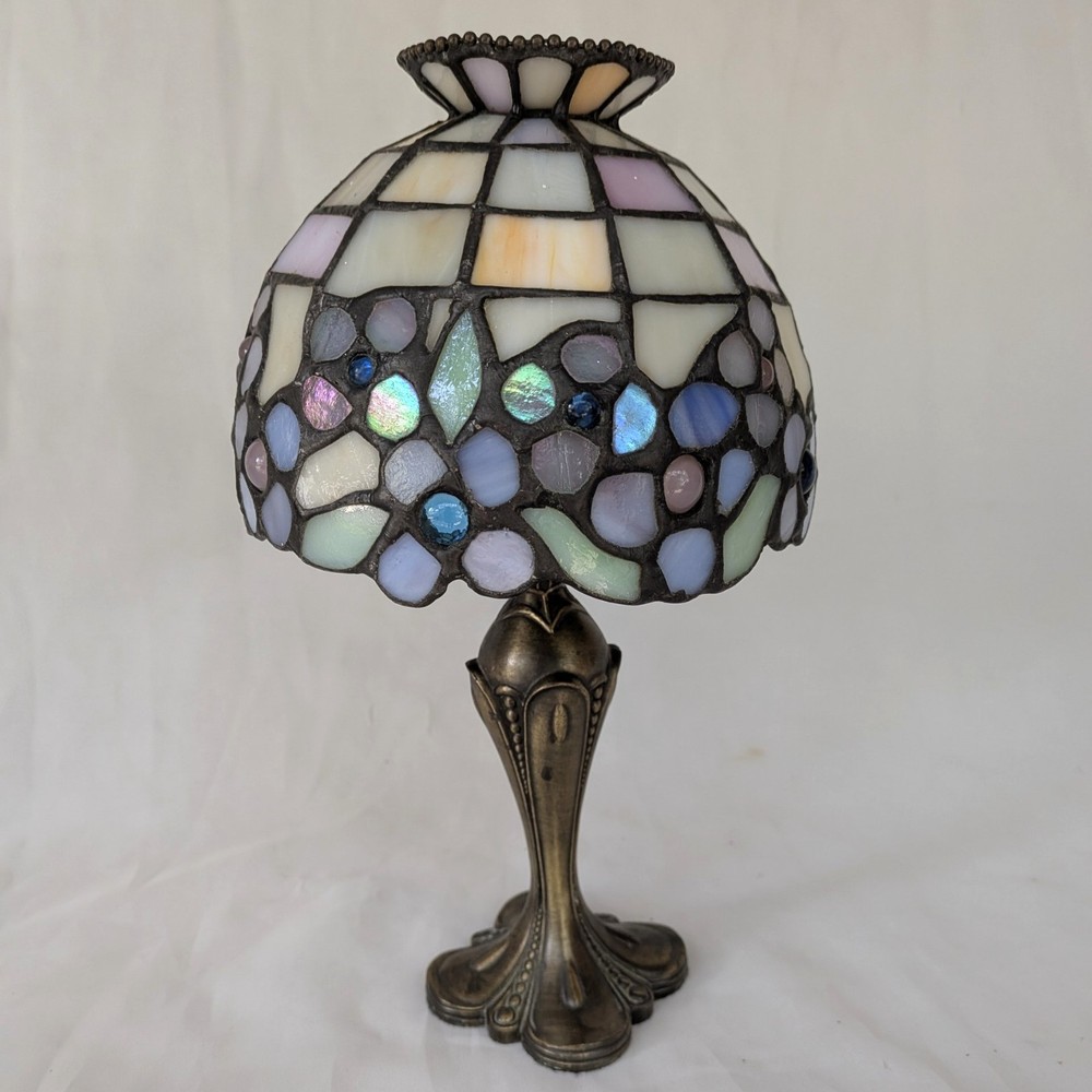 PartyLite Hydrangea Stained Glass Tealight Candle Lamp Tiffany Style