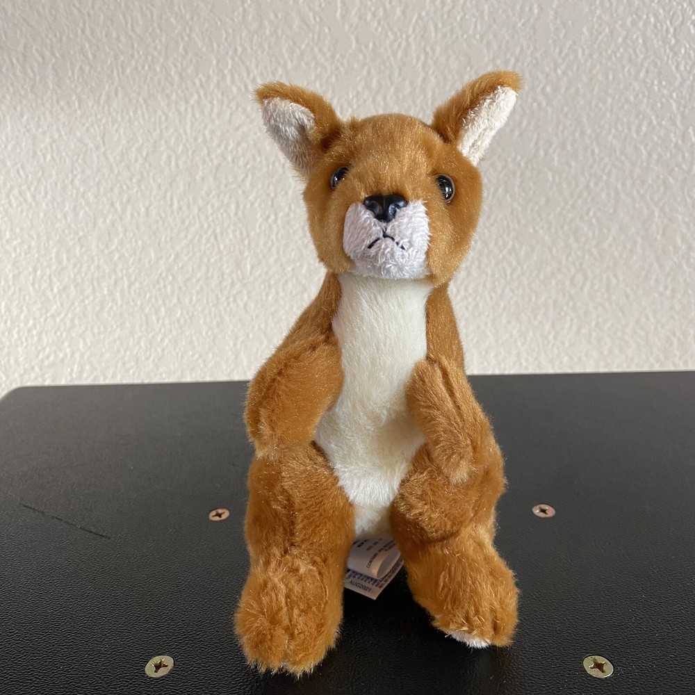 AURORA Kangaroo 8” Plush Toy Stuffed Animal Brown White Standing Position Preow