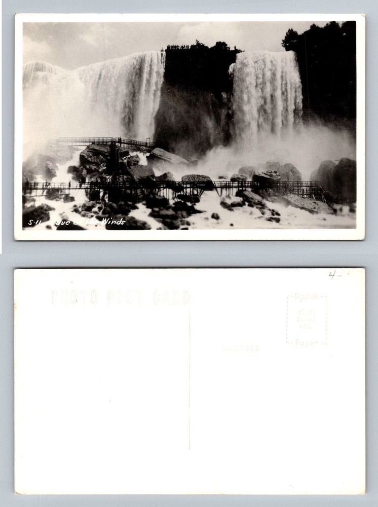 Niagara Falls, NY-New York, Cave of Winds Waterfall View Vintage Postcard
