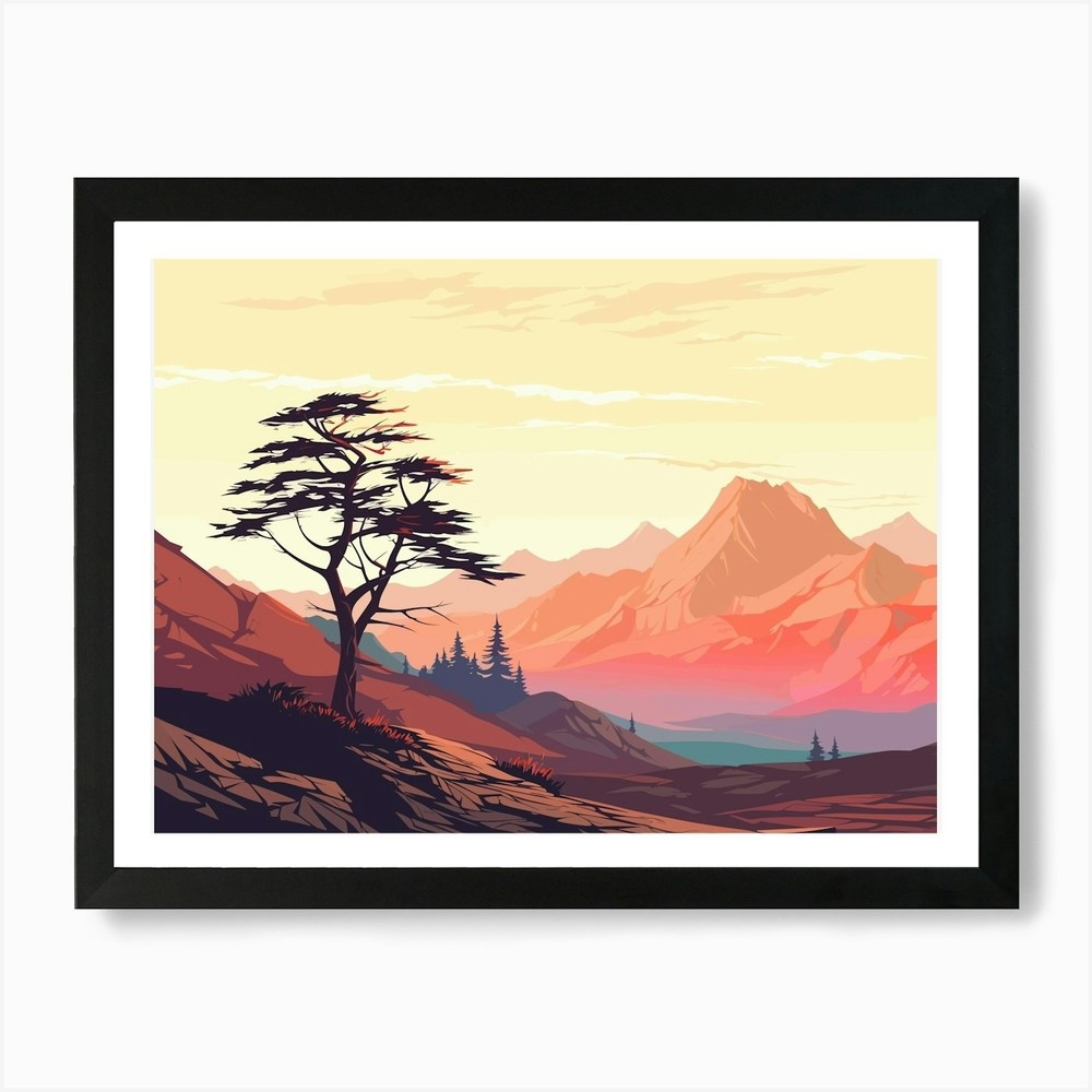 Landscape With A Tree 1 Art Print Framed Wall Art Poster Canvas Print Picture