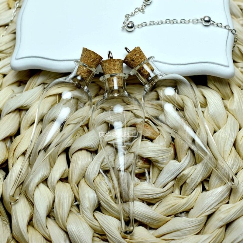 Handmade Wishing Bottle Necklace with Drifting Bottle Pendant Glass Amulet Charm