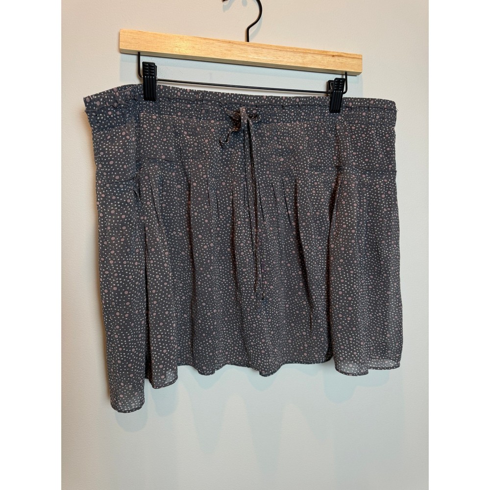 American Eagle XL Gray Pink White Dots Ruffle Mini Short Skirt Y2K Schoolgirl