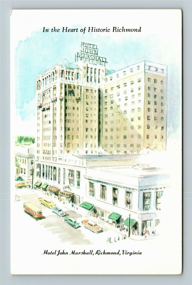 Richmond VA-Virginia, Hotel John Marshall, Exterior Vintage Postcard