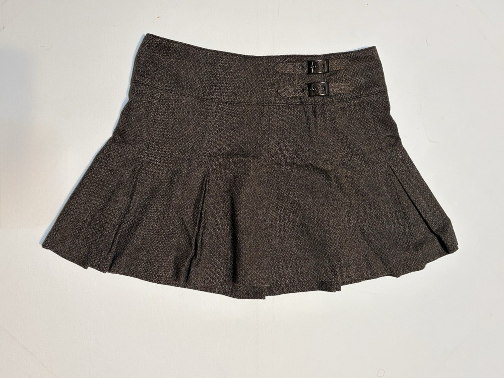United Colors of Benetton Brown Cotton/Wool Pleated Skirt 40/US 4 Made in Italy