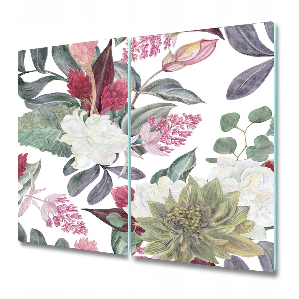 Glass Worktop Saver Colourful Flowers design style drawing aquarelle 2x30x52