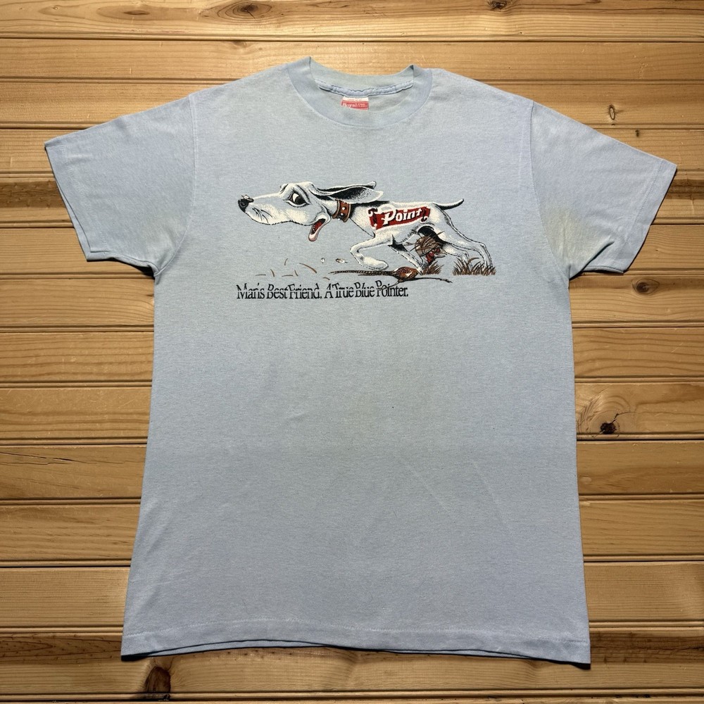 Vintage 80s Point Beer Man’s Best Friend True Blue Pointer Dog Shirt - Medium