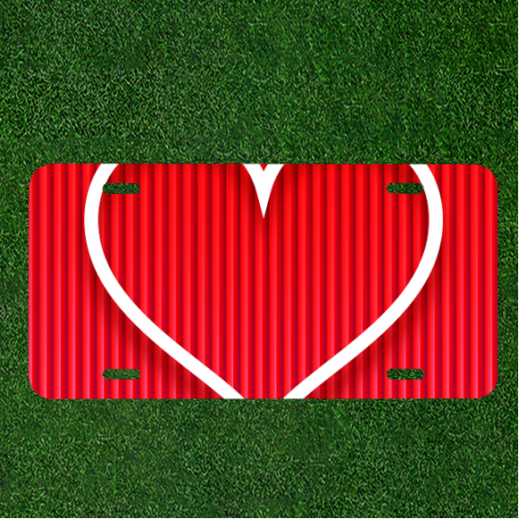 Custom Personalized License Plate Car Tag With Heart Red White Love Plate