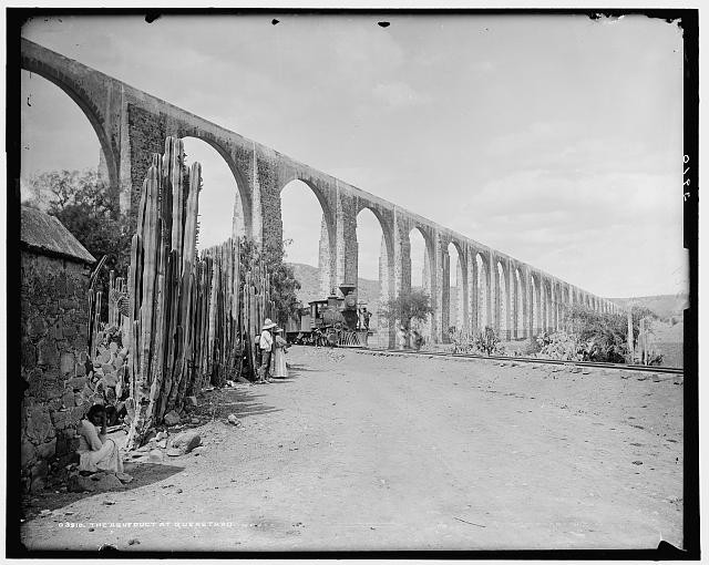 Photo:Aqueduct at Queretaro Mexico Steam Locomotive 1880s-1890s