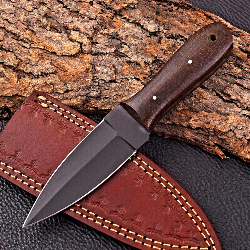 Custom Made Forge Carbon steel Hunting Throwing Knife EDC W Leather Sheath 2789