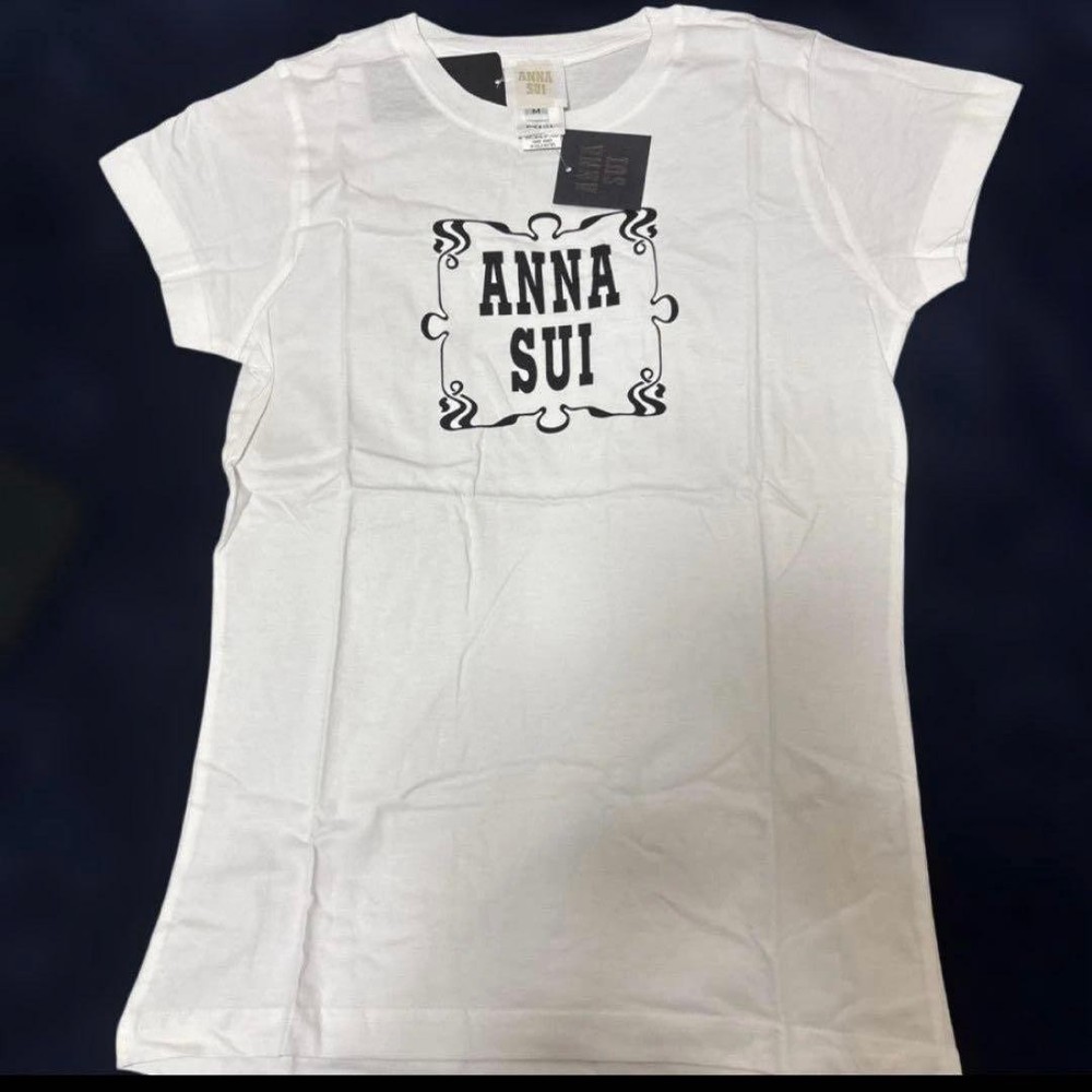 ANNA SUI White Logo T-Shirt Size M Short Sleeve Fashion Top