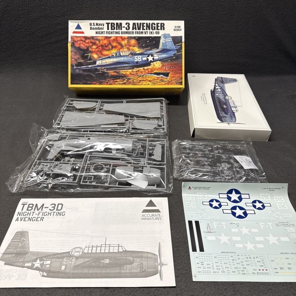 Accurate Miniatures TBM-3 Avenger Night Fighting 1/48 Model Kit Opened Sealed-image