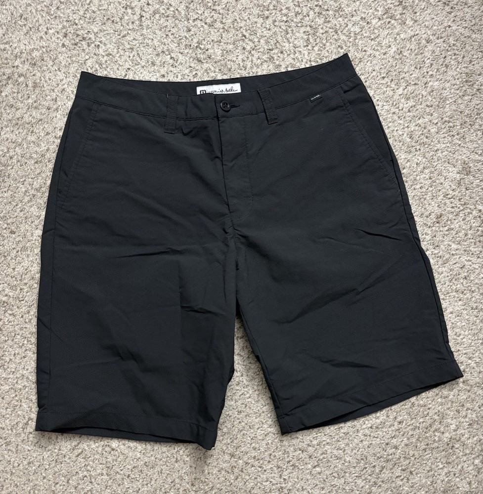 Travis Mathew Shorts Mens Size 34 Black Performance Shorts Golf Casual Stretch
