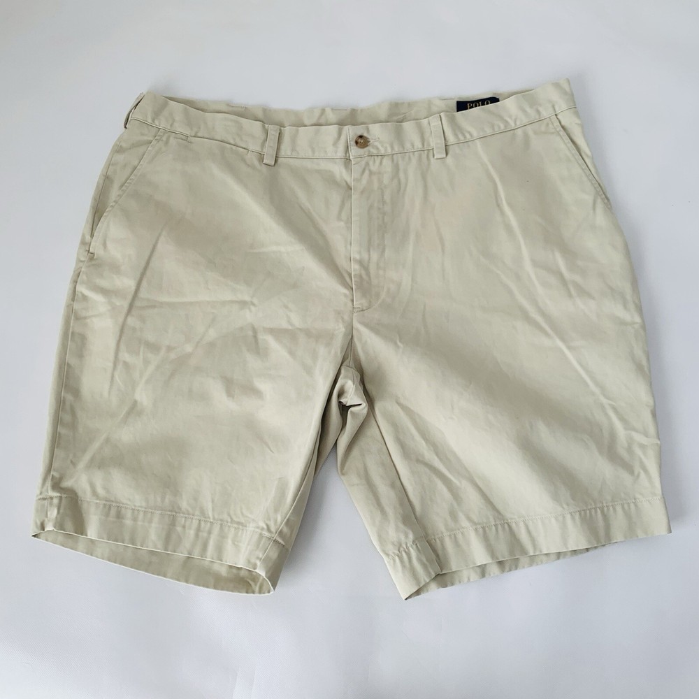 Polo Ralph Lauren Chino Shorts Mens 40 Beige Flat Front Preppy Career Normcore