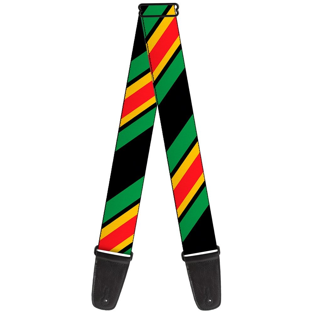 Guitar Strap - Diagonal Stripes Black/Green/Yellow/Red ACC NEWAnother great item from Rarewaves USA | Free delivery!