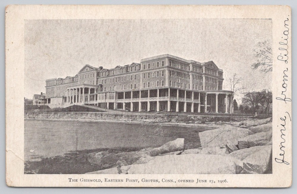 The Griswold Hotel Eastern Point Groton CT Vintage Postcard 1906 Conn.