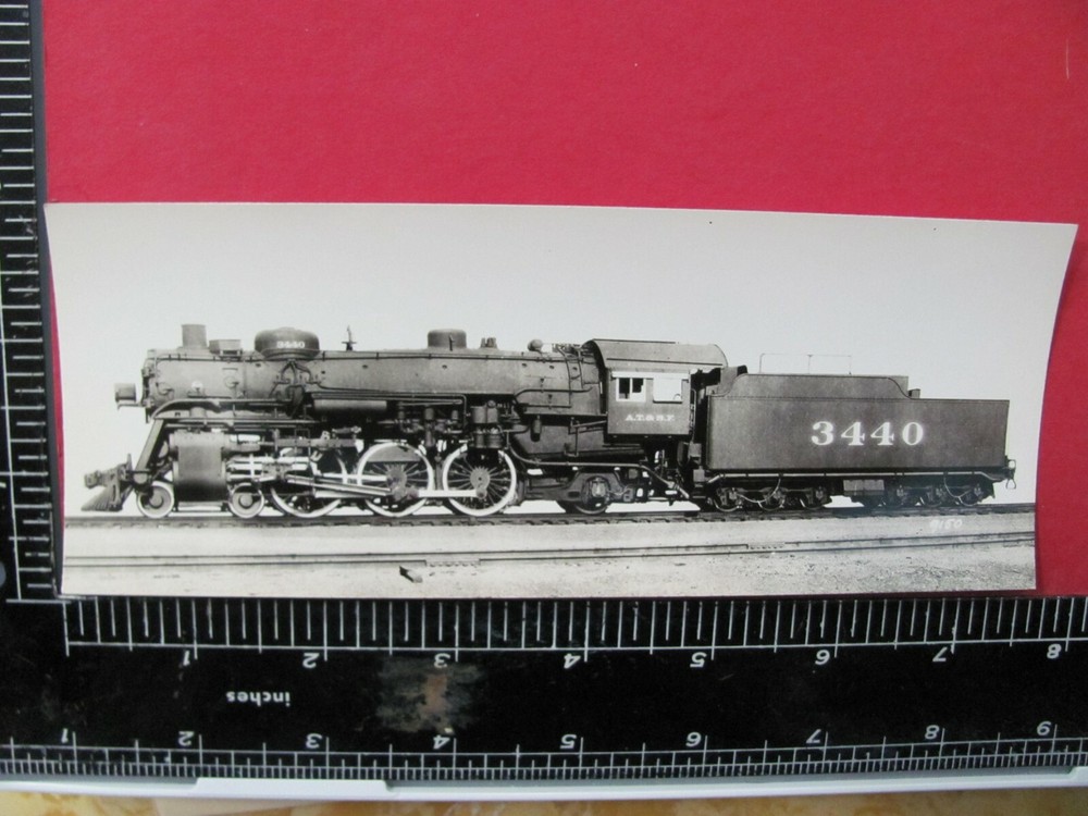Atchison Topeka & Santa Fe Railroad Locomotive #3440 B&W Baldwin Builders Photo