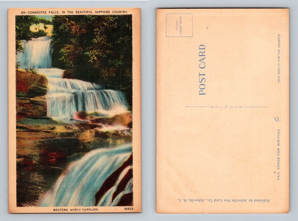 Connestee Falls, NC-North Carolina, Sapphire Country Waterfalls Vintage Postcard