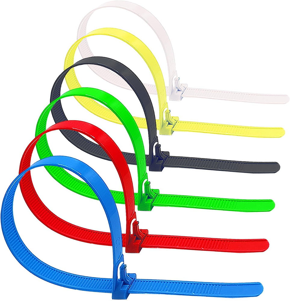 100 Pcs 12 Inch Color Reusable Zip Ties, Heavy Duty Releasable Cable Ties