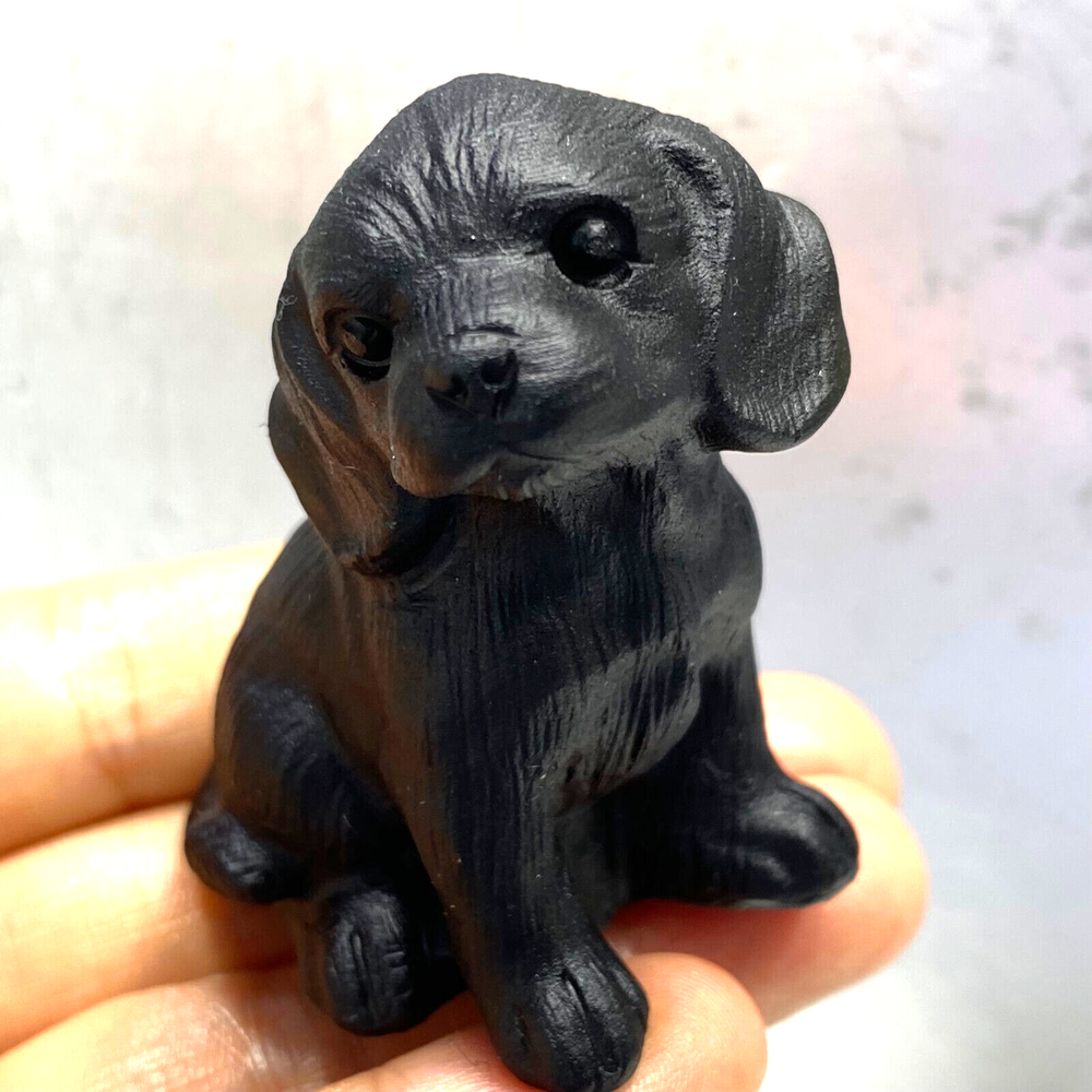 TOP Natural obsidian Quartz dog skull hand carved crystal reiki healing 1PC