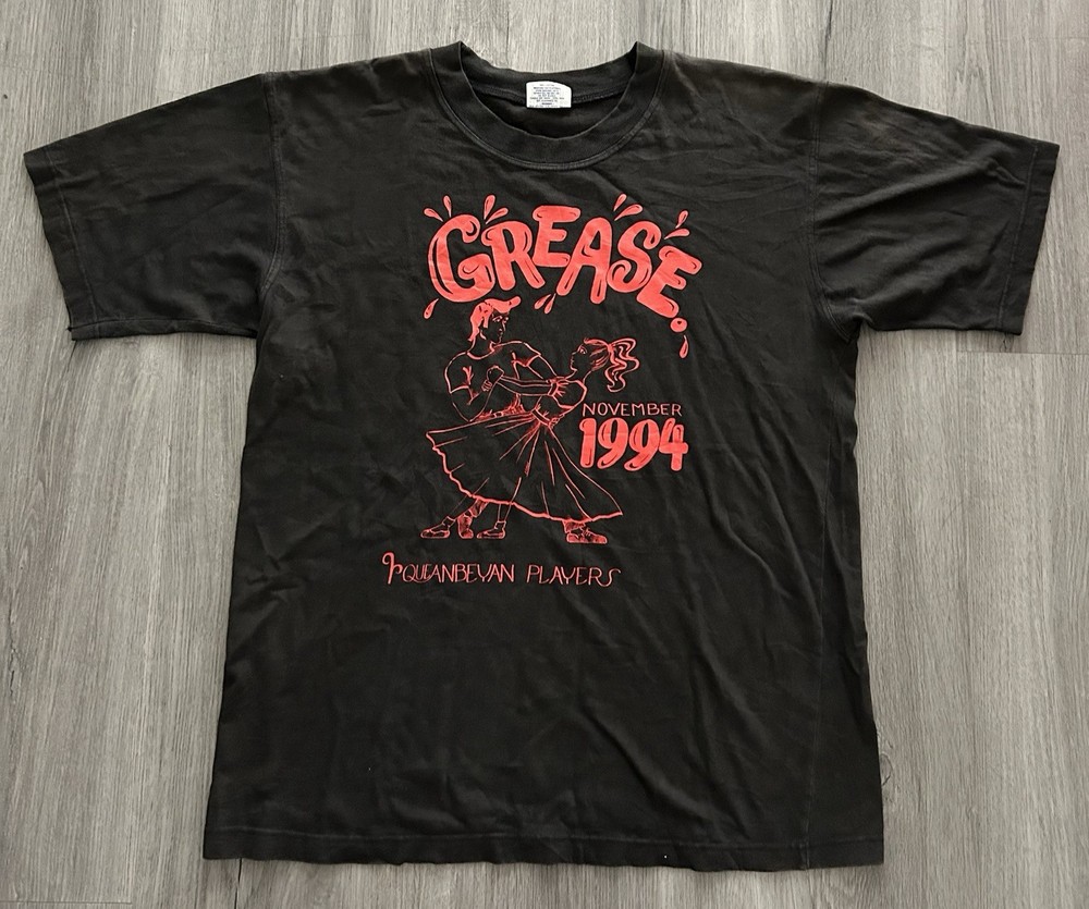 Vintage Grease Musical T-Shirt 1994 Houma Players Black Graphic Tee