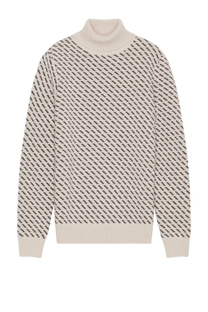 BARBOUR Chalk Marble Sweater Wool Slim Fit Marsham Roll Neck Pullover 2XL