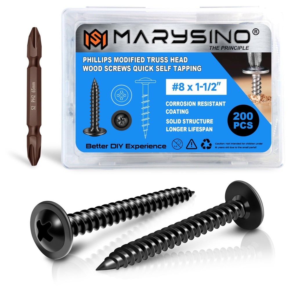 200 Pcs Wood Screws #8 x 1-1/2