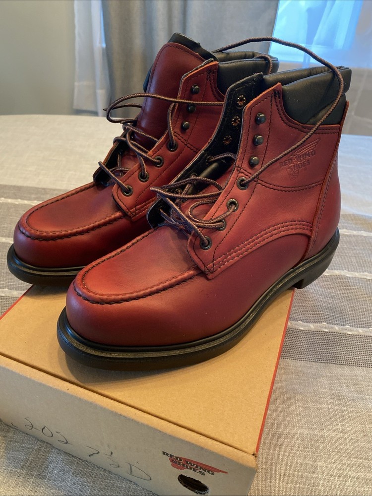 Red Wing Mens Moc Toe Supersole 202 Boot Size 7.5 D Burgundy USA Made