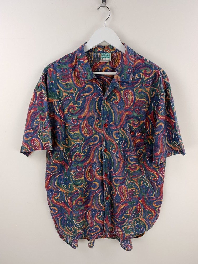 Vintage Anokhi Women’s Abstract Print Cotton Short Sleeve Shirt Size 10
