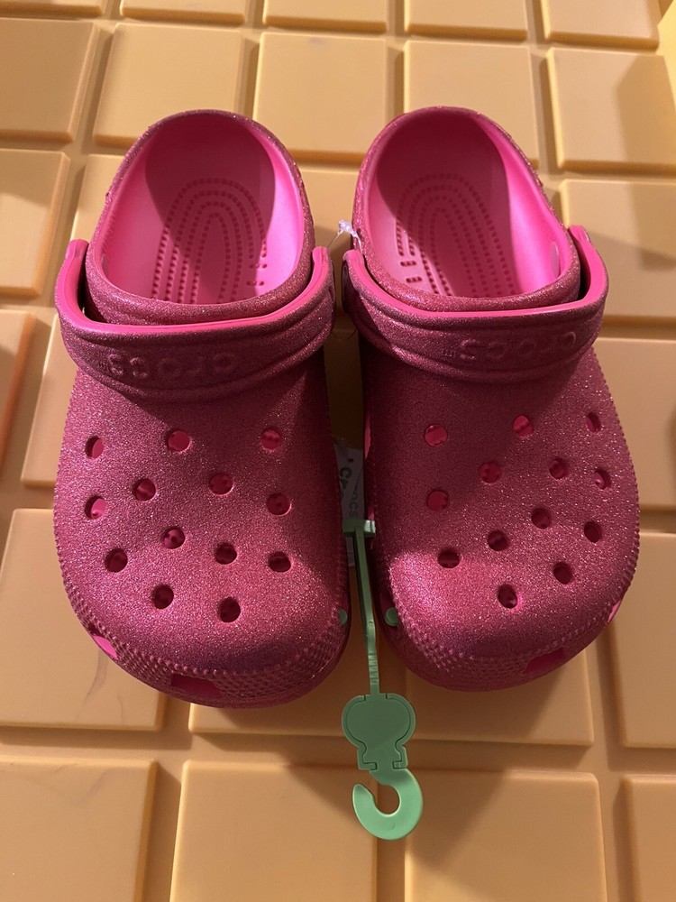 Crocs Classic Glitter Clog, Pink Crush, Men’s 5/ Women’s 7 - New With Tags