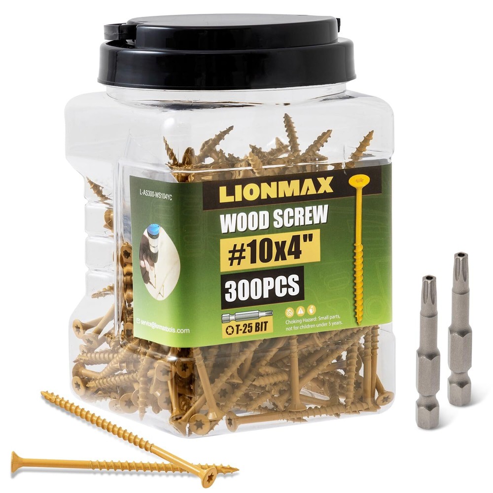 4 Inch #10 Deck Screws 300 PCS T25 Torx Rust Resistant Tan Coated