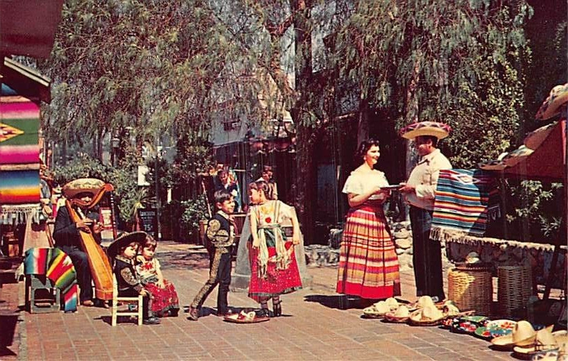 Postcard CA: Olvera Street Scene, Los Angeles, California, 1960's, Chrome