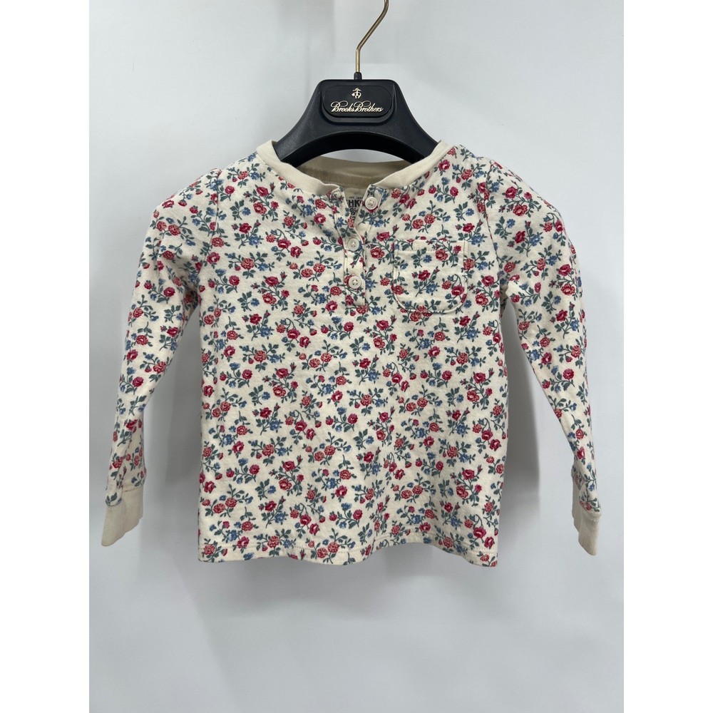 Girl's Toddler 3T OshKosh B'Gosh Long Sleeve Floral Henley Pocket Cottagecore