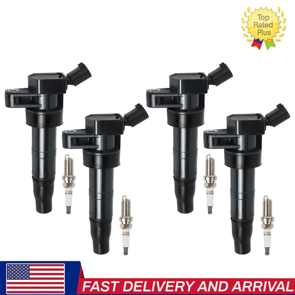 4pcs Ignition Coils & Iridium Spark Plugs Kit for 2010-2013 Kia Forte 2.0L L4 Engine