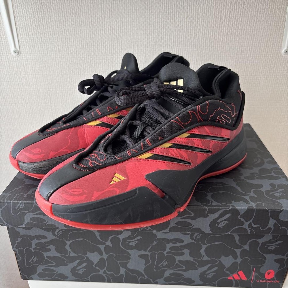 adidas x BAPE A BATHING APE DAME 9 Black Gold Red IH0786 US Size 10 from Japan