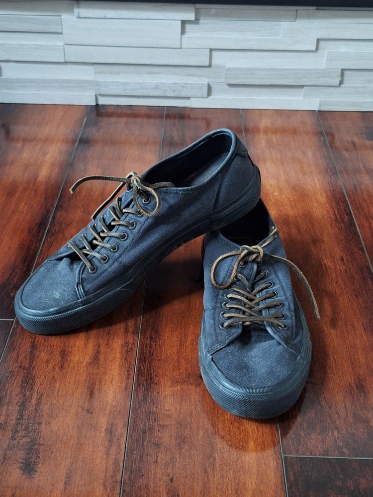 Frye Ludlow Low Canvas Sneakers Black Leather Laces Men's US 12 EU 46 Casual...