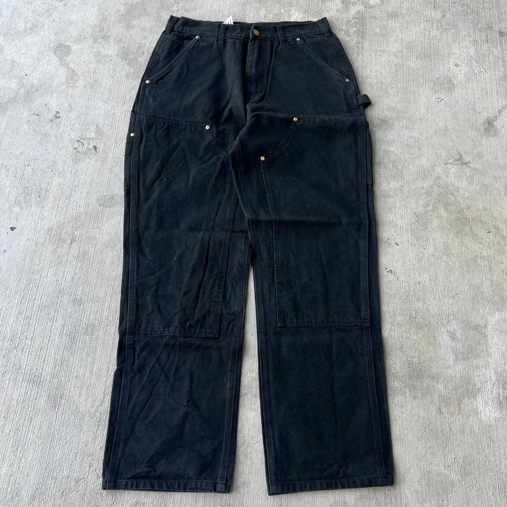 Vintage carhartt black y2k double knee work wear carpenter pants