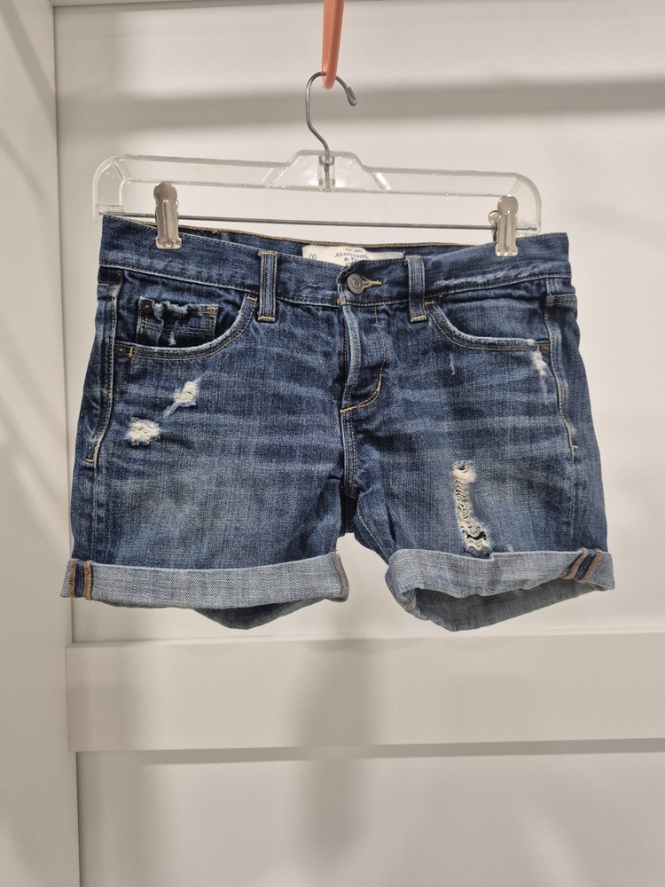 Abercrombie & Fitch Vintage Y2K 2000s Women's Denim Shorts Distressed Size 00